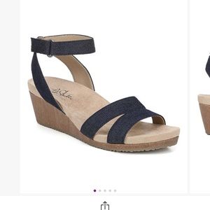 Brand new, never worn, Life Stride Soft Style Denim Wedges, size 9.5W